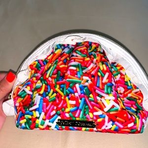 Betsey Johnson Cosmo Mini Ruffle Multi Cosmetic Makeup Pouch.